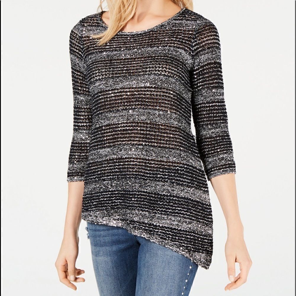 INC International Concepts Women’s Sequined Tunic Sweater in the Size Large